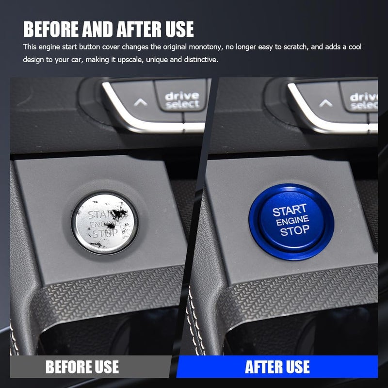 Lyxheth Car Push Start Button Cover, Engine Start Cover, Cool Aluminum Engines Starts Buttons Covers with Metal Ring for Cars Decorations, Car Engine Start Button Decal Accessory for Audi A4 (Blue) - Image 4